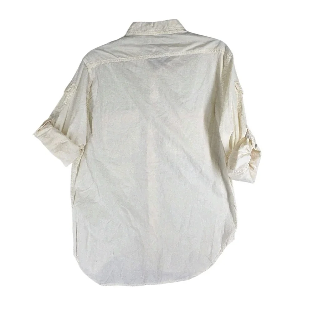 Vintage Banana Republic Safari Shirt Mens L Mill Valley Cotton Roll Tab Sleeve